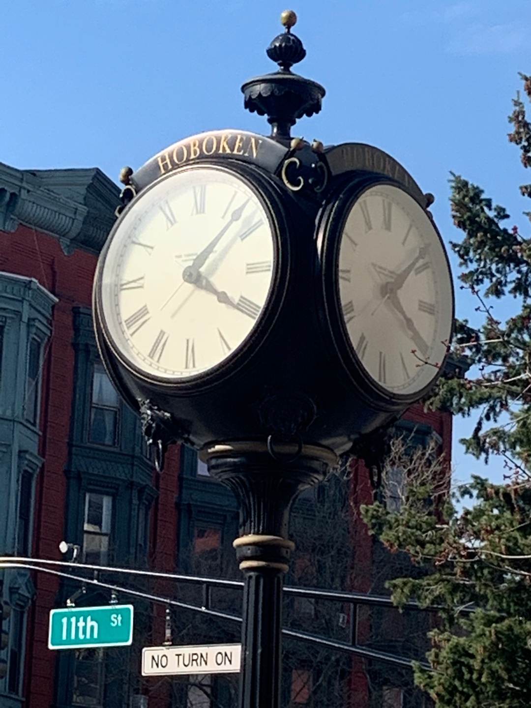The iconic Hoboken clock on Washington Street